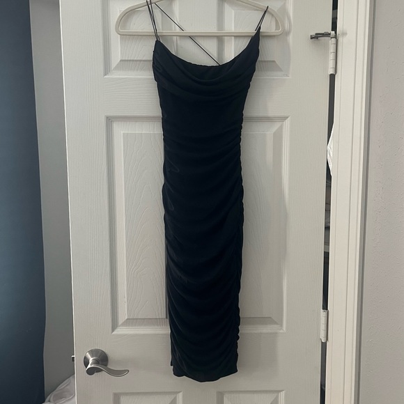 Oh Polly Black Cowl Neck Midi Dress. Size 2. - Picture 2 of 3